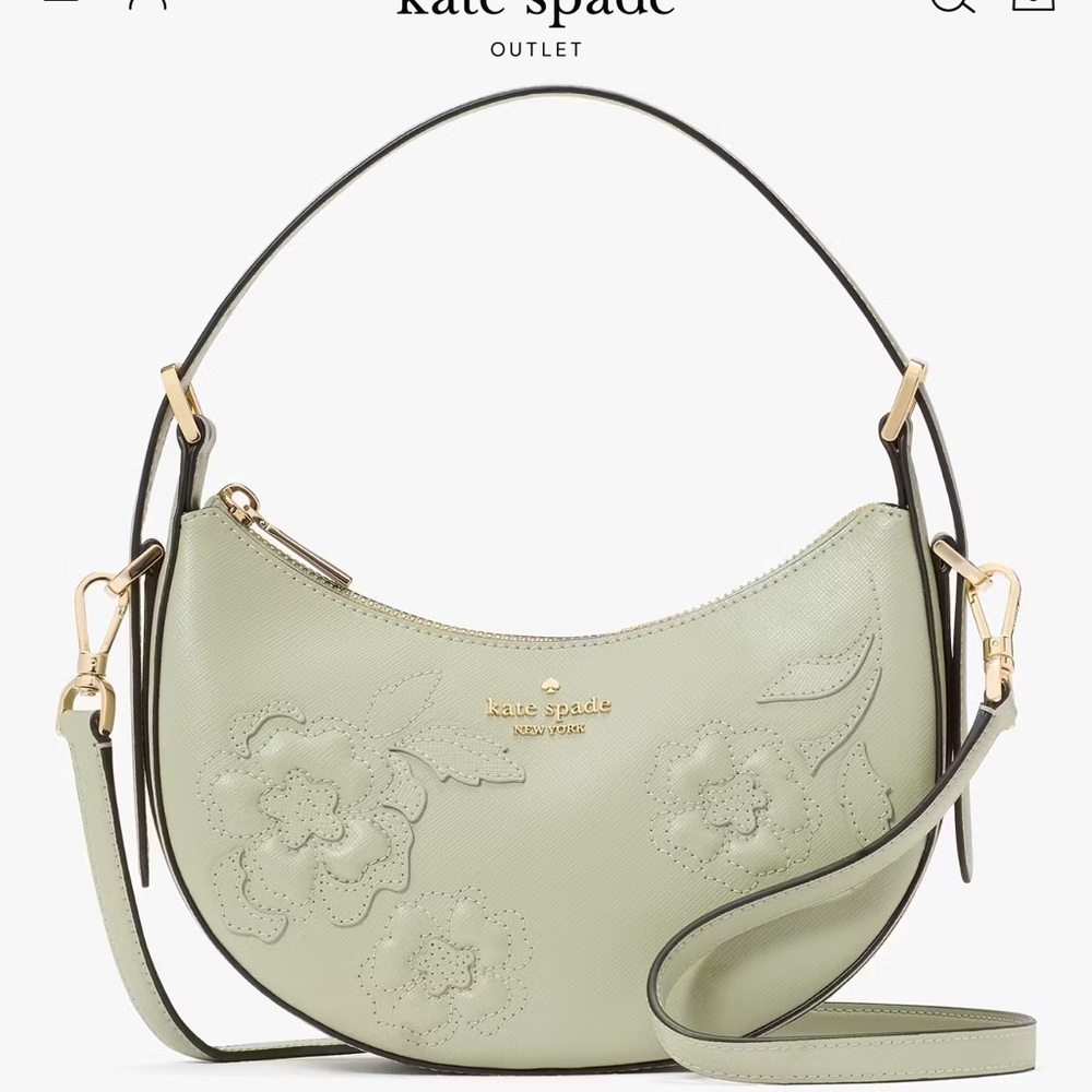 Kate Spade Light Green Floral Shoulder Bag - NEW